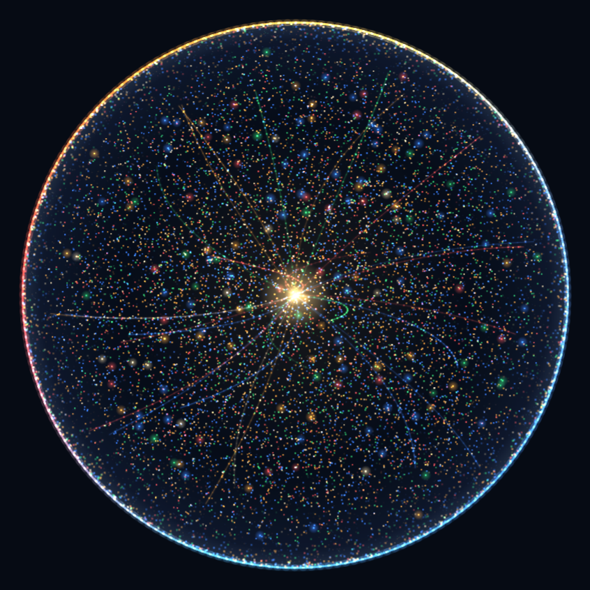 Cleo Event.Horizon: a sphere of luminous particles around a dark central core